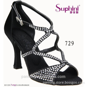 Suphini Sexy Classic High Heel Rhinestone Salsa Latin Shoes for Women
